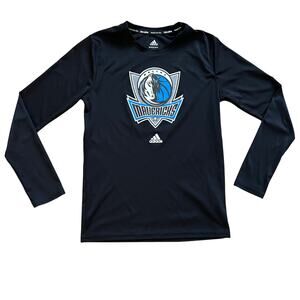Dallas Mavericks Primary Logo Long Sleeve Kid's T-Shirt Black Youth M 10 12 Kids